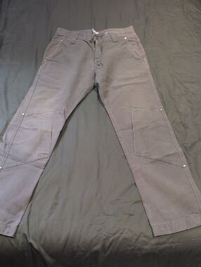 Men's Charcoal Cargo Pants with Knee Panels